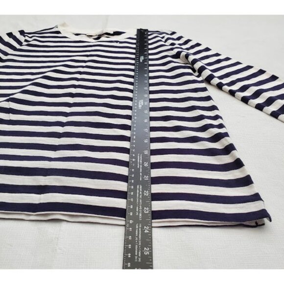 Loft NWOT Black Stripped Crew Neck Long Sleeve Cotton Tee Shirt Everyday Size S - Picture 6 of 7